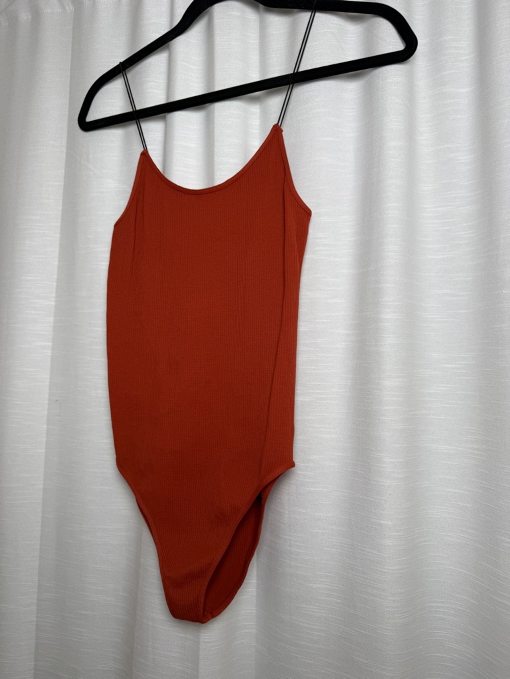 Nikibiki Rust Ribbed Bodysuit Spaghetti Strap Fitted Stretch Basic | Size S - Picture 6 of 11
